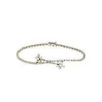 bracelet en or blanc 18 carats 750/1000 modèle tennis avec fleurs et zircons blancs pour femme