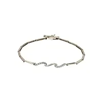 bracelet semi-rigide en or blanc 18 carats 750/1000 avec centre en zircons pour femme