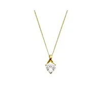 amor collier avec pendentif pour dames, avec zirconium synth., 42 cm, or, coeur, livré en boîte cadeau de bijoux, 2014209