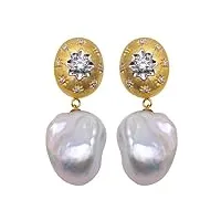 jyx pearl boucles d'oreilles pendantes avec perles baroques blanches 20 x 25 mm