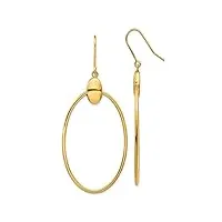 boucles d'oreilles pendantes ovales en or poli 14 carats 26 mm