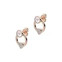 emporio armani boucles d'oreilles pour femmes, taille : 15x12x2mm boucles d'oreilles en or rose et argent, eg3430221
