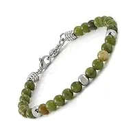 10:10 bracelet en pierre naturelle de jade de 6 mm, perles en acier inoxydable, bracelet très résistant, fabriqué en italie