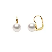 pearls & colors - boucles d'oreilles véritables perles de culture akoya rondes - origine japon certifiée - qualité aa+ - or 750 millièmes (18 carats) - bijou femme