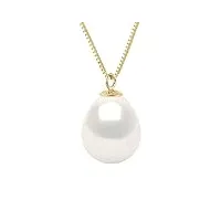 pearls & colors - collier véritable perle de culture d'eau douce poire 9-10 mm - qualité aaa+ - blanc naturel - disponible en or jaune et or blanc - bijou femme