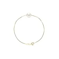 pearls & colors - bracelet chaîne véritable perle de culture d'eau douce ronde 9-10 mm - colori blanc naturel - disponible en or jaune et or blanc - bijou femme