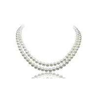 treasurebay collier de perles d'eau douce naturelles à deux rangs pour femmes, 7 mm, (blanc)