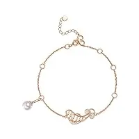 amdxd bracelet or 18k poisson forme perle pendentif bracelet saint valentin or rose bracelet