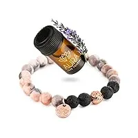 aura love yourself bracelet en pierre de lave pour femme, le, perles de yoga, aromathérapie, diffuseur d'huiles essentielles de lavande, cadeau de relaxation (lave de jaspe rose)