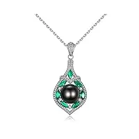 viki lynn aaa perle de tahiti collier avec pendentif femme de perle noire de 10-11mm et argent fin 925 les plus beaux bijoux fantaisies cadeau noel femme ou cadeau de fête des mères