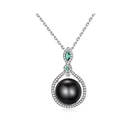 viki lynn aaa perle de tahiti collier avec pendentif femme de perle noire de 10-11mm et argent fin 925 les plus beaux bijoux fantaisies cadeau noel femme ou cadeau de fête des mères