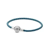 pandora 598951c01-s1 moments bracelet cuir turquoise