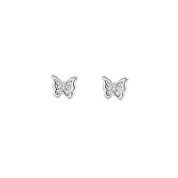 boucles d'oreilles enfant papillon or blanc 9 carats - coffret cadeau - certificat de garantie - mondepetit