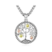 eusense collier arbre de vie en argent sterling 925, pendentif arbre généalogique, cadeau de bijoux pour femme fille