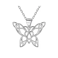 chicsilver pendentif papillon femme argent 925-collier fantaisie avec chaine ras de cou 45 à 50 cm,bijoux Élégant hypoallergénique et original pour femmes,enfants filles