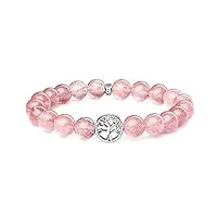 bracelet pierre naturelle femme, perles de bracelet de 8 mm, bracelet amitié arbre de vie avec argent 925/1000 arbre de vie charm