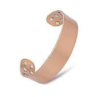 magnetrx® bracelet magnétique en cuivre pur - 12 aimants puissant (3500 gauss par aimant) bijoux aimanté en cuivre - manchette réglable (m/l, cuivre brossé)