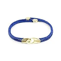 anchor & crew bracelet conway or jaune 9ct et cuir raie pastenague bleu azur - femme - 19cm