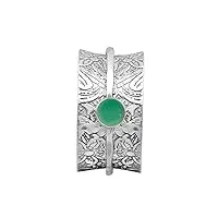 bague spinner !! bague de méditation de pierres précieuses de jade vert, bande unique en argent sterling 925 (60)
