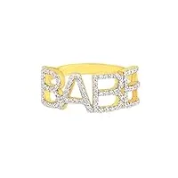 shweta creations bague certifiée en or jaune 14 carats avec diamant pavé 0,31 carats bague bébé femme amant petite amie cadeaux