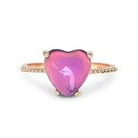 fun jewels bague d'humeur minimaliste en forme de cœur en or rose avec cristal changeant de couleur - taille réglable pour femmes et filles
