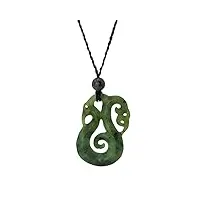 81stgeneration collier pendentif unisexe pierre verte jade néphrite sculptée maori hei matau koru