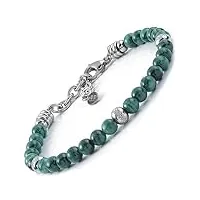 10:10 bracelet avec pierres de malachite naturelle de 6 mm, perles en acier inoxydable, bracelet très résistant fabriqué en italie...