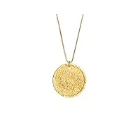kuzzoi collier pour homme en argent sterling 925 avec pendentif rond en forme de pièce de monnaie (25 mm), collier pour homme en argent sterling 925 plaqué or, chaîne dorée avec pièce antique