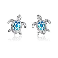 boucle d'oreille tortue de mer opale bleue boucles d'oreilles en argent sterling bijoux pour femmes cadeaux