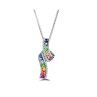 anazoz collier femme en or 18 carats, série arc-en-ciel pierres multicolores fantaisie