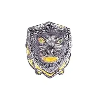 shweta creations bague biker tête de tigre en argent sterling 925 avec tsavorite de prospérité et diamant naturel brun de 0,48 carat et hommes