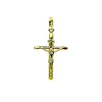 pendentif pour homme en or jaune 18 carats (750) avec pendentif religieux en forme de croix avec jésus christ – femme enfants