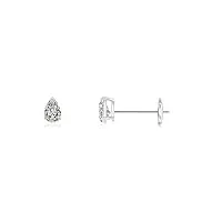 pierre de naissance du mois d'avril – boucles d'oreilles à tige solitaire en forme de poire (diamant de 3 x 2 mm), or blanc, diamant