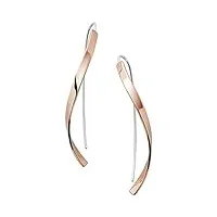 skagen boucles d'oreilles pour femmes kariana, longueur : 50mm largeur : 3mm epaisseur : 1mm boucles d'oreilles en acier inoxydable doré rose, skj1328791