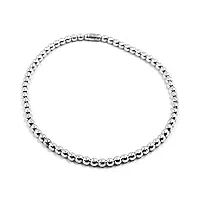 bracelet élastique or blanc 18 carats, billes, épaisseur 3 mm, fabriqué en italie.