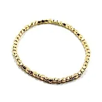 bracelet élastique en or jaune 18 carats, cubes, dadini, épaisseur 3 mm, fabriqué en italie.