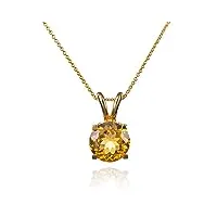 anakao collier femme en or 9 carats avec une citrine, collier citrine en or 9 carats pour femme, chaîne et pendentif en or massif avec une pierre naturelle, collier pendentif femme