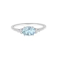 shine jewel 1.00 ctw émeraude taille aigue-marine pierres précieuses femmes mariage solitaire empilable bague en or 9k (or rose, 62)