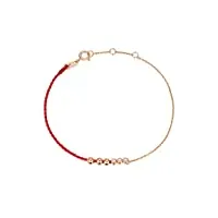 anazoz bracelet or rose 18 carats corde rouge et chaîne perles diamants 14.5+2cm personnalisé femme fantaisie