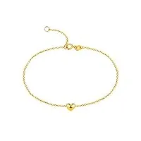 knsam bracelet petit cœur d'or 16+2cm personnalisé, bracelets or jaune 18 carats mariage femme