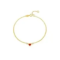 knsam bracelet de cheville cœur 22+2cm personnalisé, bracelets or jaune 18 carats mariage femme or jaune