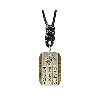 forfox collier pendentif tête de faucon horus garde du dieu égyptien en argent sterling 925 et laiton collier étiquette bicolore gravé hiéroglyphes pour hommes femmes,corde
