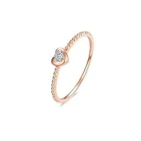 anazoz bague cœur or rose 18 carats avec diamant solitaire fantastique bijoux personnalisé femme or rose taille 70