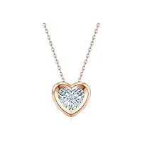 anazoz collier or rose 18 carats avec diamant cœur fantastique bijoux personnalisé femme
