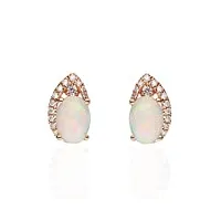 gin & grace 14k or rose naturel opale diamant (si1) boucles d'oreilles pour les femmes