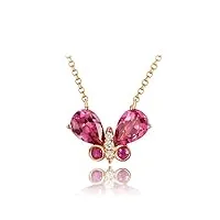anazoz collier pendentif papillon tourmaline rubis en or rose 18 carats fantaisie personnalisé