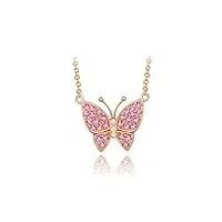 anazoz collier pendentif papillon incrusté saphir rose diamant en or rose 18 carats fantaisie personnalisé