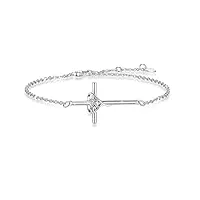 yzsfmzge bracelet croix bracelets en argent sterling 925 pour femme bracelet réglable