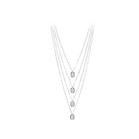 orus bijoux - collier argent rhodié multi rangs pierres rose poudrée - taille : 45cm