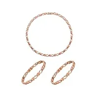 parure magnétique coeurs en cuivre - avec bracelets de 18,5 cm - bijoux aimantés - bijoux magnétiques